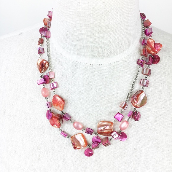 Jewelry - Pink Shell Necklace Double Strand Iridescent